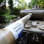 Prosecutors stuck a label on the barrel of the Panther's 75mm gun as a (probably unnecessary) reminder of which case the evidence related to.Photo: DPA