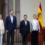 (L-R) Spain's Queen Letizia and King Felipe and Mexican President Enrique Pena Nieto and his wife Angelica Rivera pose for pictures at the colonial Museum of Guadalupe in Guadalupe, Zacatecas, Mexico, on July 1st.Photo: Hector Guerrero/AFP
