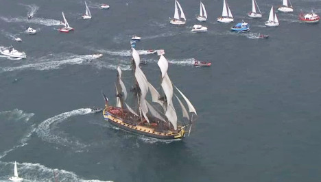 French ship 'Hermione' returns home from US