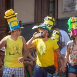 Participants in the Fair of the Pamela, sporting fancy hats, drink in Tejina, on the Spanish Canary island of Tenerife. Photo: Desiree Martin/AFP