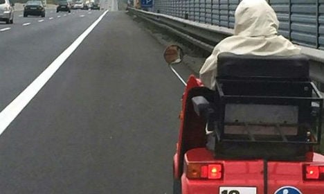 Gran drives mobility scooter down motorway