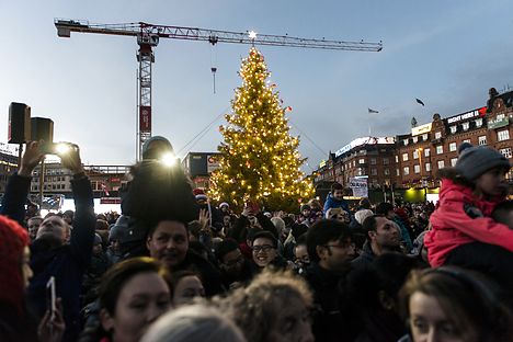 Copenhagen lights Christmas tree for 100th time