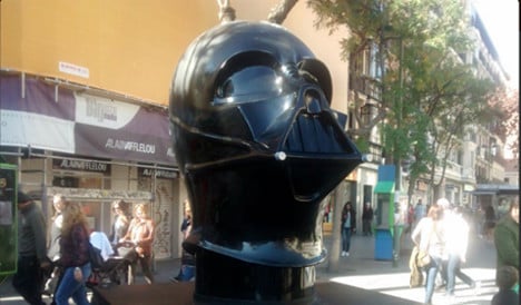 Giant Darth Vader head falls victim to dark forces on streets of Madrid