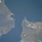 The Bay of Algeciras, on the left, with Gibraltar jutting out on the left-hand side of the bay. Across the Strait of Gibraltar is the north African Spanish territory of Ceuta.Photo: Nasa