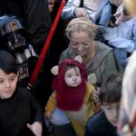 An ewok enjoys the Star Wars parade in Barcelona. Photo: Josep Lago / AFP