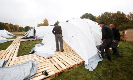 Refugees spend night at this tent camp in Sweden