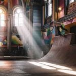 Abandoned church transformed into amazing colourful skate park