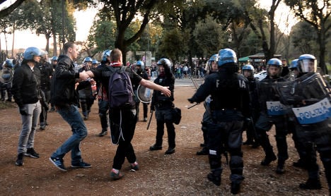 One stabbed as football fans clash ahead of Rome game