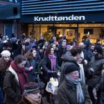 Danes gather outside of the Krudttønden cultural centre, the site of the first shooting.Photo: Claus Bech/Scanpix 