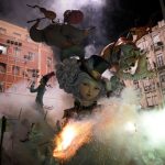 Ninots burning on the last night of Las Fallas. Photo: José Jordan/AFP