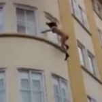Terrifying: Woman leaps from burning building and survives
