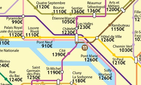 New map reveals Paris flat prices by Metro station
