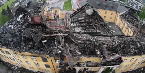 Historic Austrian palace roof goes up in flames