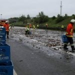 1000s of smashed beer bottles bring Autobahn to standstill