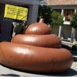 Who stole this huge inflatable turd from a Spanish square?