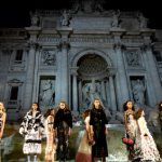 Fendi models walk on water in Rome’s Trevi fountain