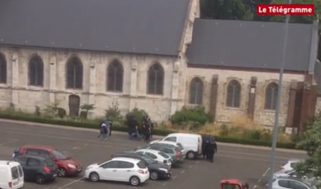 VIDEO: Police raid on French church captured on video