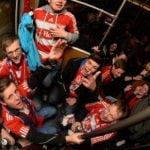 Bayern fans flee after getting trapped in overheated train
