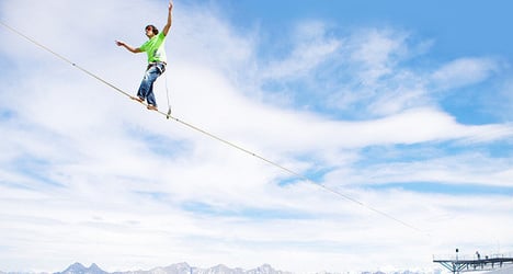 Swiss peak serves as stage for slackline meet