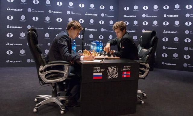 Norway's Carlsen and Russia's Karyakin even after four games