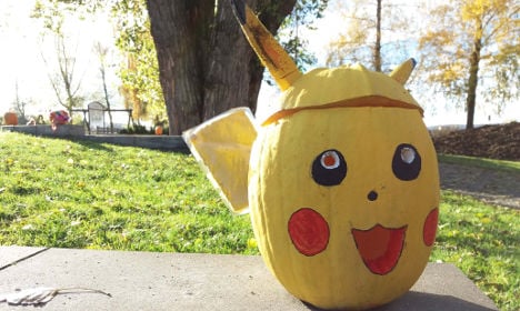 Swedish kids celebrate with unusual Halloween pumpkins