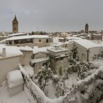 Snow covers rooftops of Santeramo on January 8, 2017 during snowfalls near Bari in the Puglia region.Photo: Nico Furio/AFP