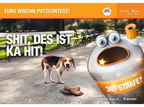 Vienna fines increase for dog fouling and fag butt litter