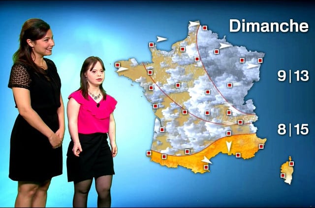 Down's Syndrome Frenchwoman realises dream by presenting TV weather show