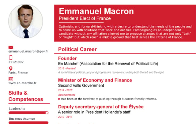 Want to know more about Emmanuel Macron? Check out his impressive CV