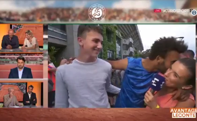 VIDEO: French tennis player banned after repeatedly kissing TV interviewer live on air