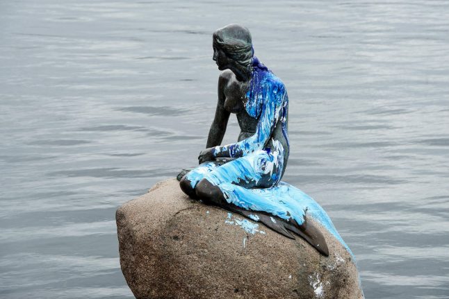 Denmark’s Little Mermaid turns blue and white after latest vandalism