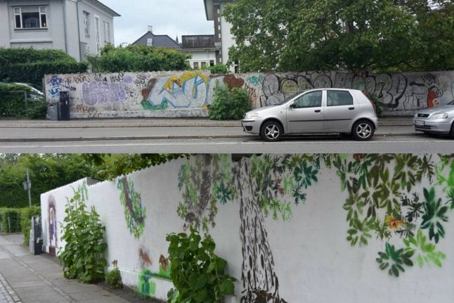 Denmark international students upcycle graffiti wall with graffiti art project