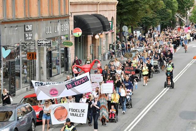 Protesters march against 'chaos' in Swedish maternity care