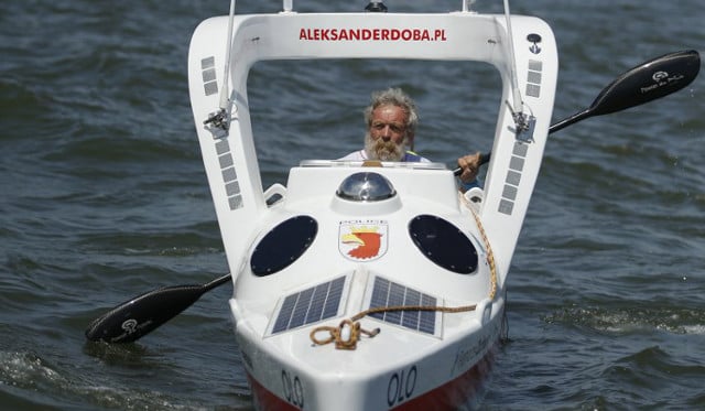 Polish grandpa arrives in France after conquering Atlantic in third kayak odyssey