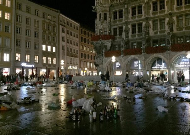 Munich locals disgruntled after Scottish football fans make mess of central square