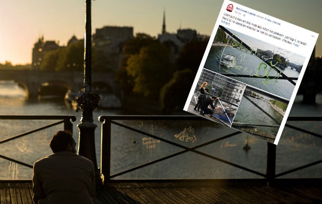 From padlocks to pens: Loved-up tourists graffiti iconic Paris bridge