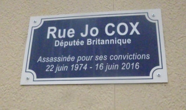 Murdered British MP Jo Cox joins Churchill in having French street named in her honour