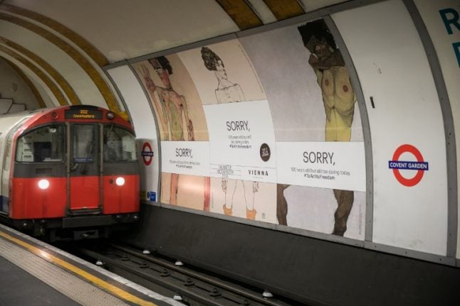 London Tube gets covered-up versions of Schiele nudes after it deems the originals too racy