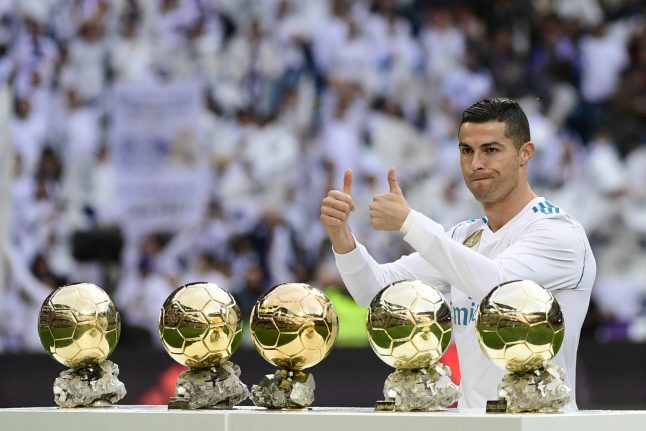 Ronaldo presents fifth Ballon d’Or to Bernabeu