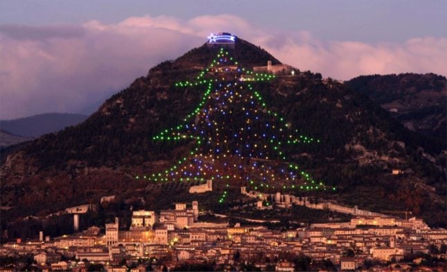 World's largest 'Christmas tree' in Gubbio lit up from space