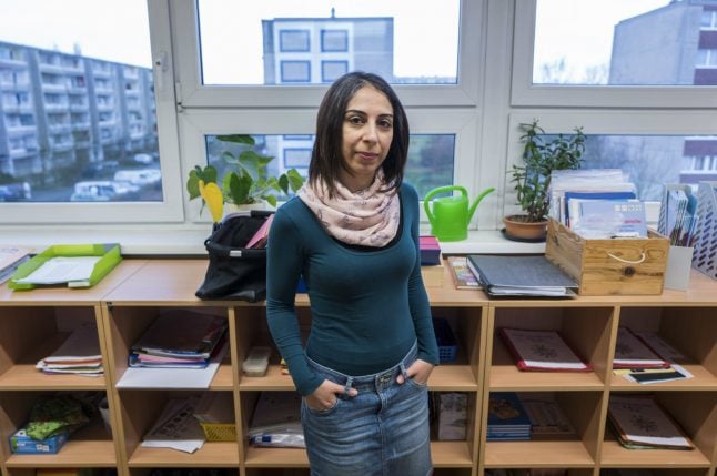Syrian refugee teacher starts job at German school