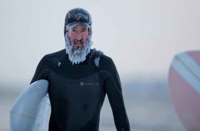 IN PICTURES: Surfing the 'Beast from the East' in ice-cold Swedish waters