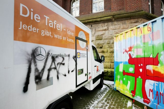 'Nazi' sprayed on food charity which refused to take new migrant clients