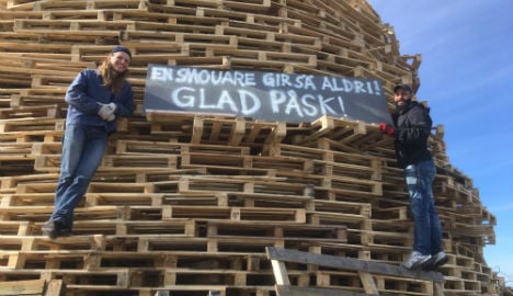 Swedish village rebuilds giant Easter bonfire after vandal attack