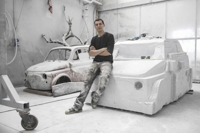 Italian artist sculpts a Fiat 500 out of marble
