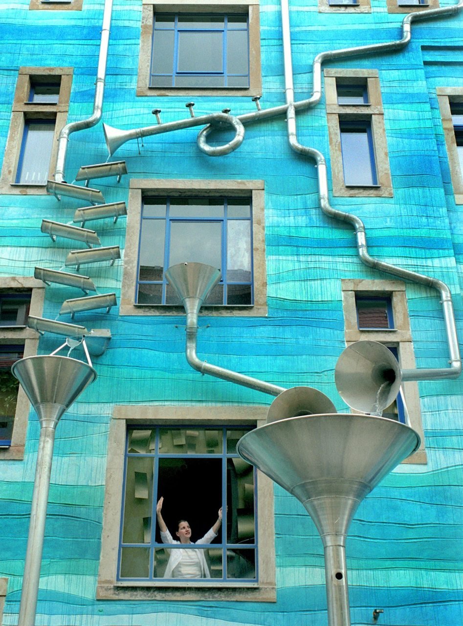 The famous singing Funnel Wall in Dresden's Kunsthofpassage. 