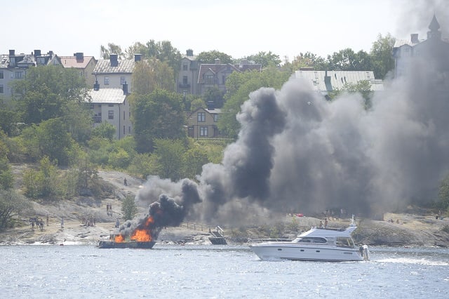 Boat bursts into flames after 'loud explosion' in Stockholm