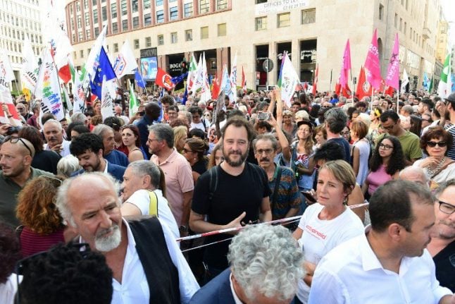 IN PICTURES: Thousands protest in Milan against Salvini-Orban alliance