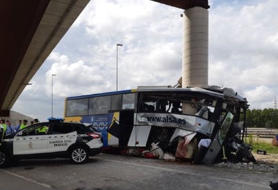 At least five dead as bus rams viaduct in Avilés