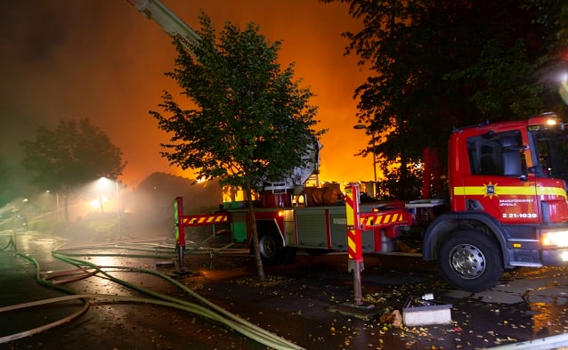Two apprehended for arson after serious fire at Uppsala school